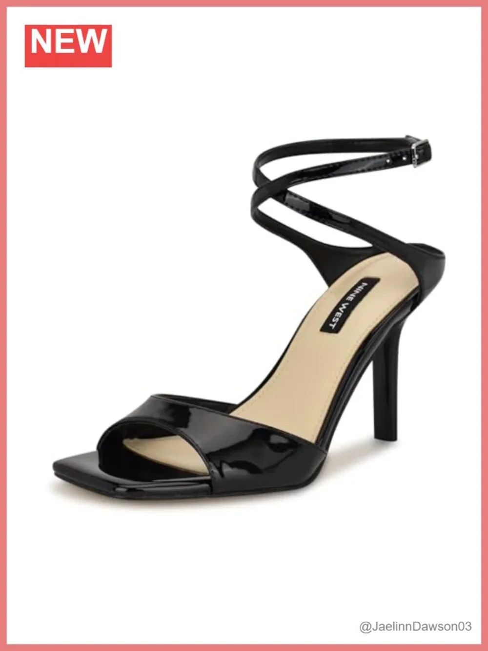 Nine West Devans Heeled Sandals Faux Patent Leather Open Toe